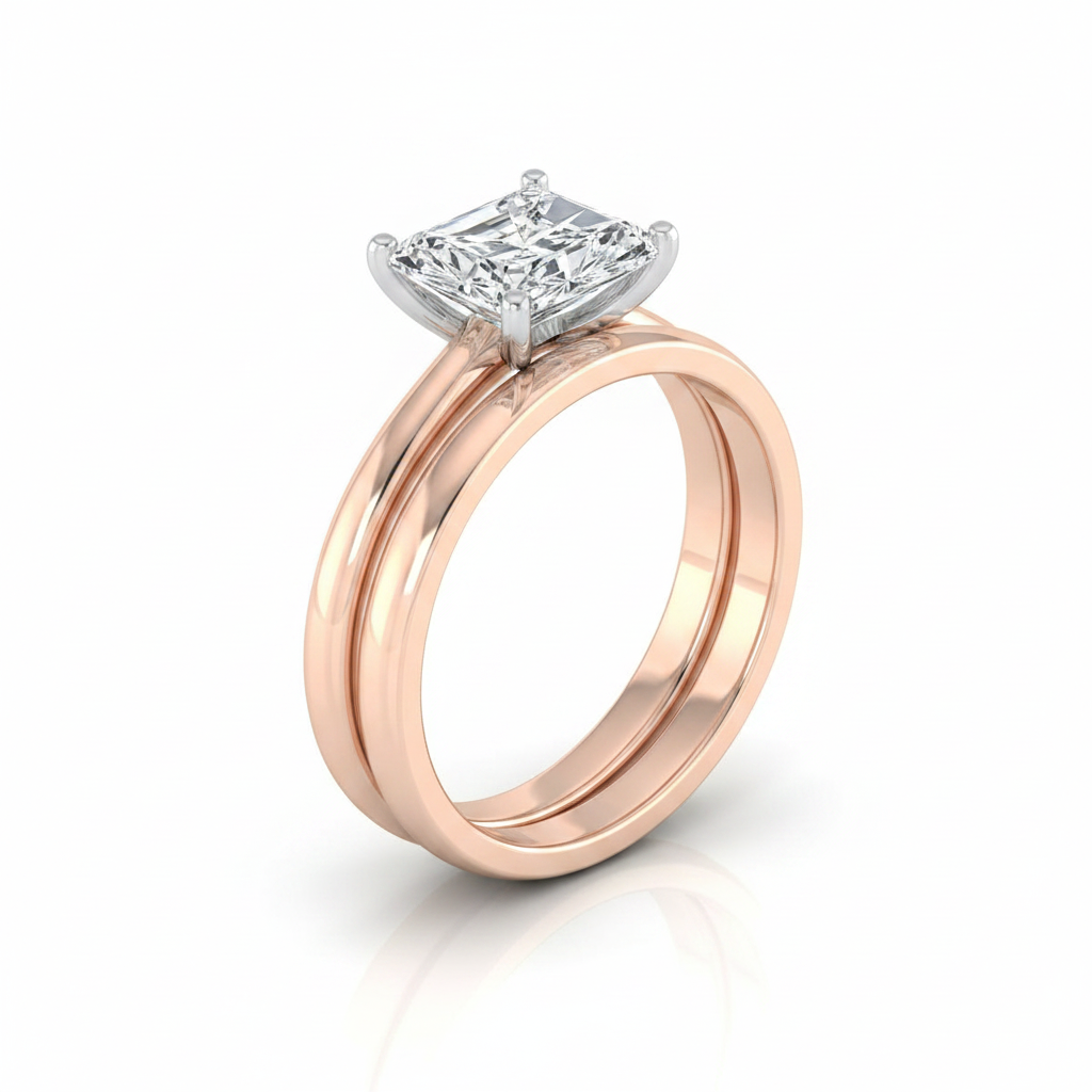 The Floria Matching Wedding Band, Radiant in 14K Rose Gold | RockHer