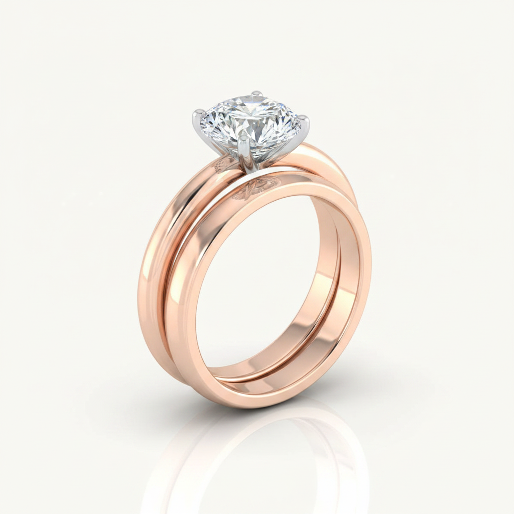 The Floria Matching Wedding Band, Round in 14K Rose Gold | RockHer