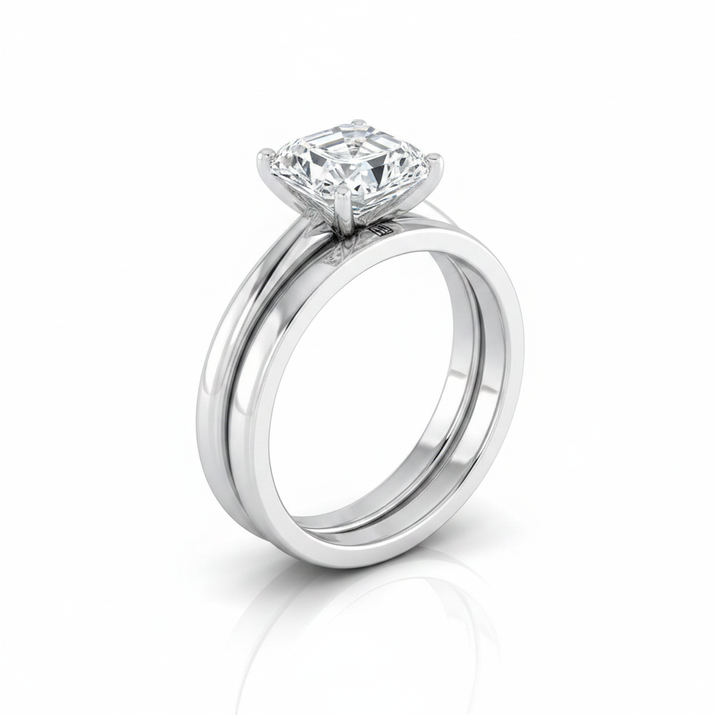 The Floria Matching Wedding Band, Asscher in 18K White Gold | RockHer