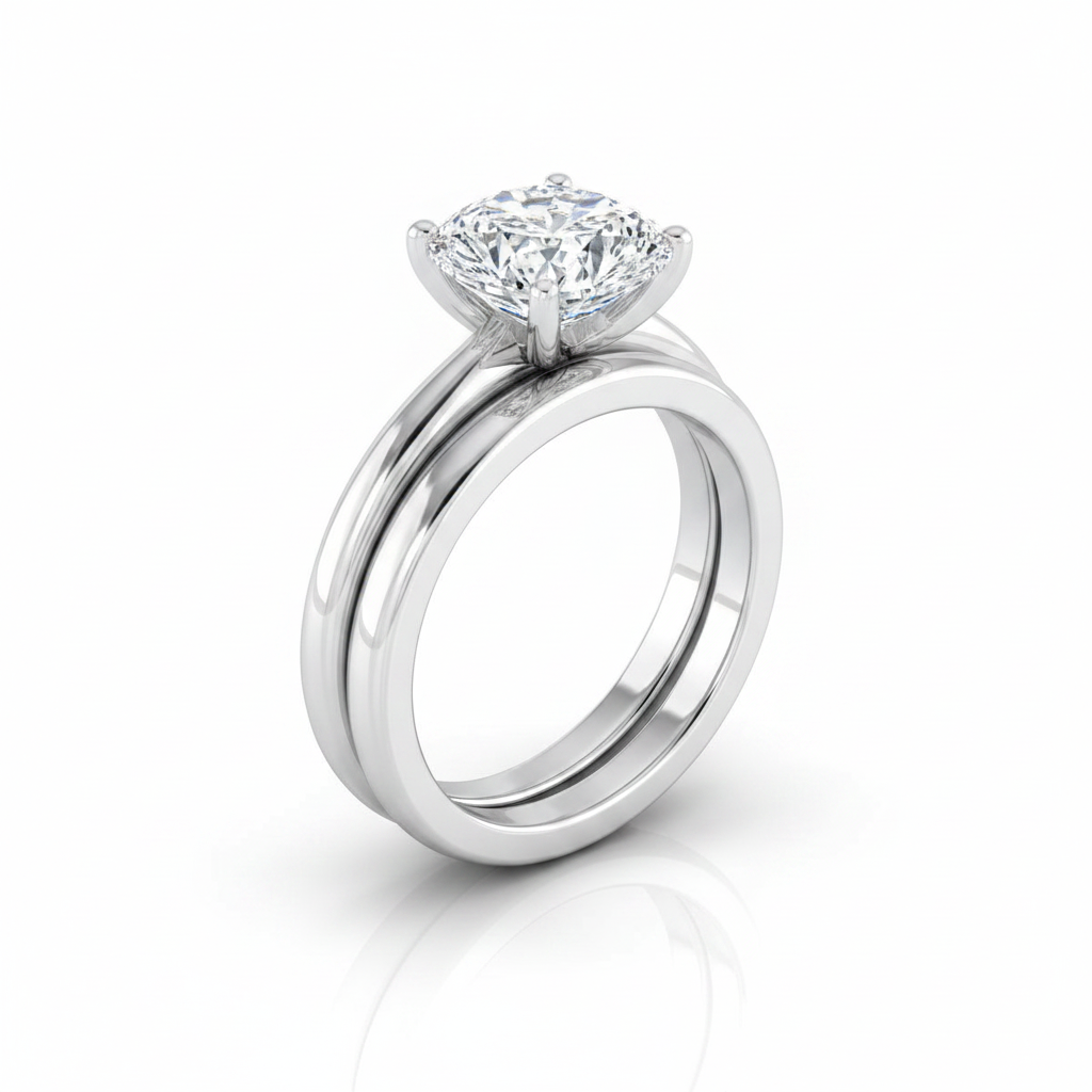 The Floria Matching Wedding Band, Cushion in 18K White Gold | RockHer