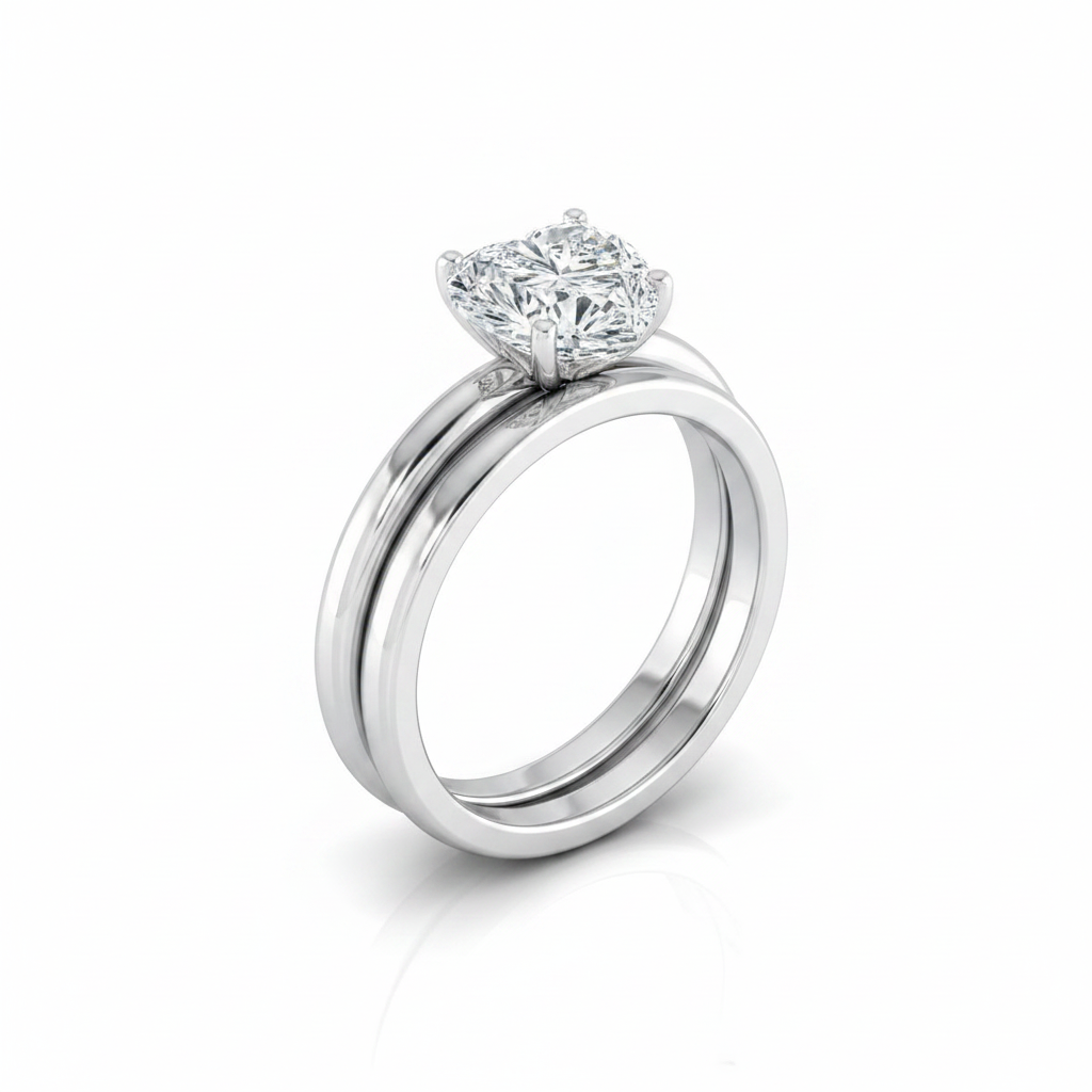 The Floria Matching Wedding Band, Heart in 18K White Gold | RockHer