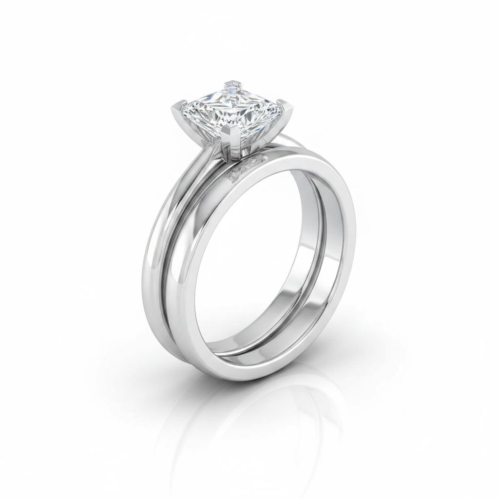 The Floria Matching Wedding Band, Princess in 18K White Gold | RockHer