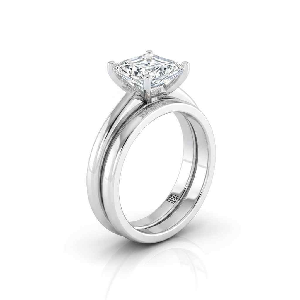 The Floria Matching Wedding Band, Radiant in 18K White Gold | RockHer