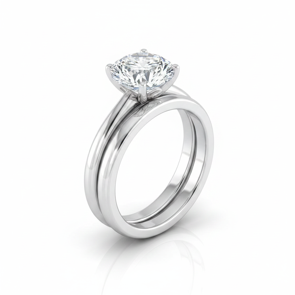 The Floria Matching Wedding Band, Round in 18K White Gold | RockHer