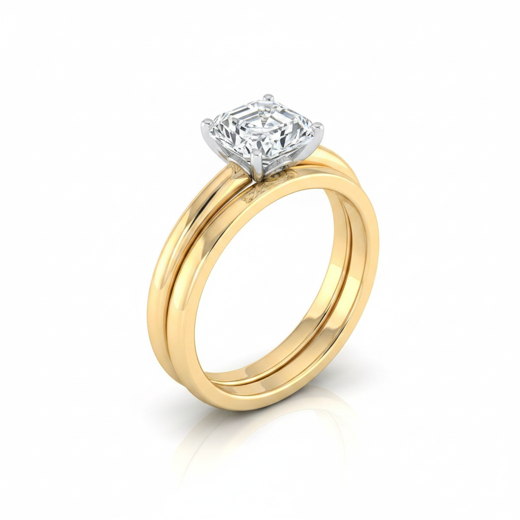 The Floria Matching Wedding Band, Asscher in 18K Yellow Gold | RockHer