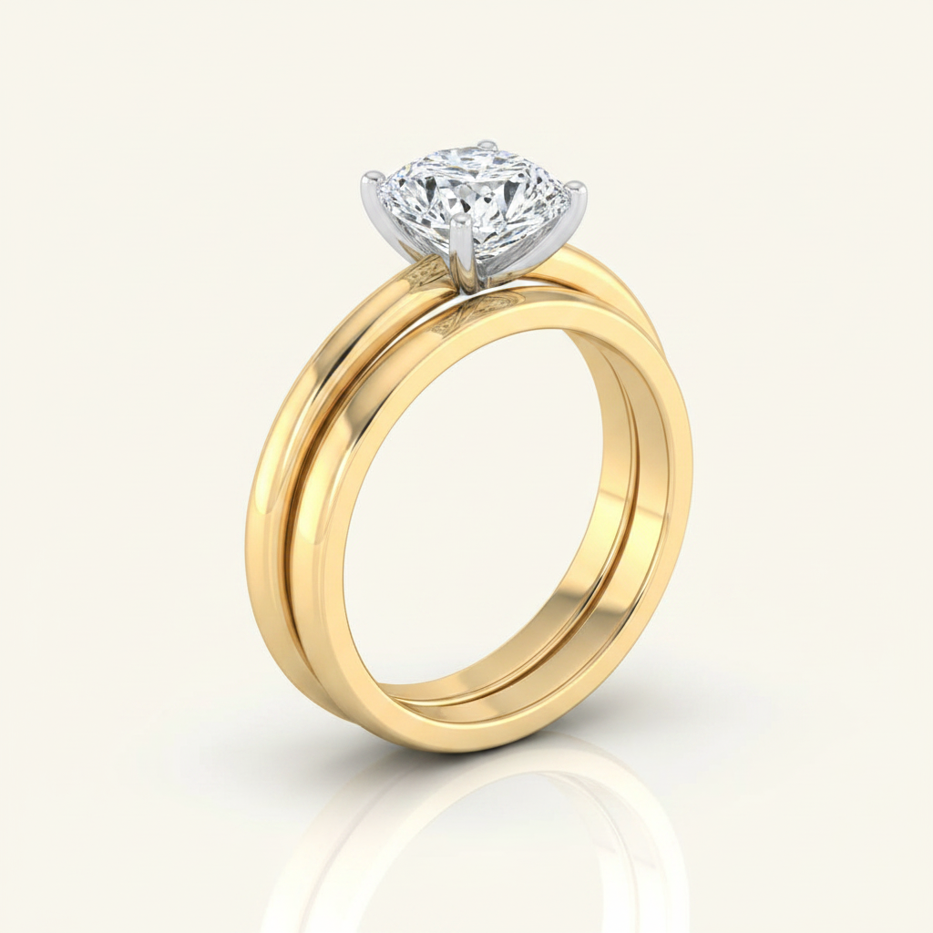 The Floria Matching Wedding Band, Cushion in 18K Yellow Gold | RockHer