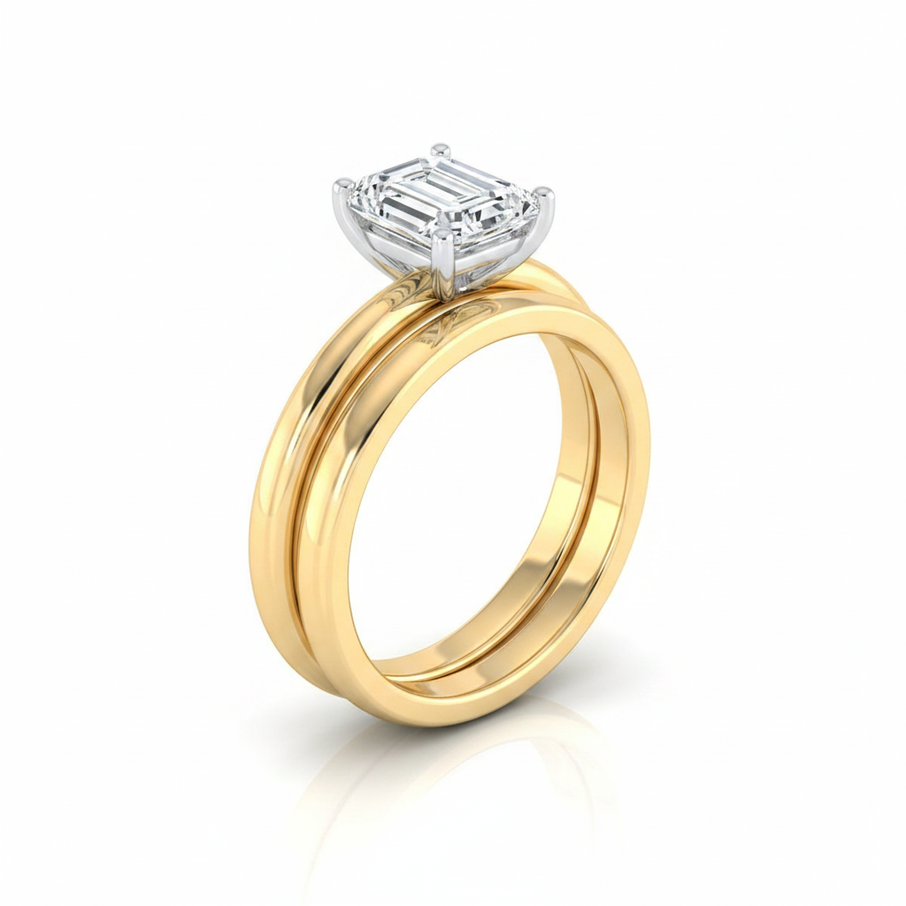 The Floria Matching Wedding Band, Emerald in 18K Yellow Gold | RockHer