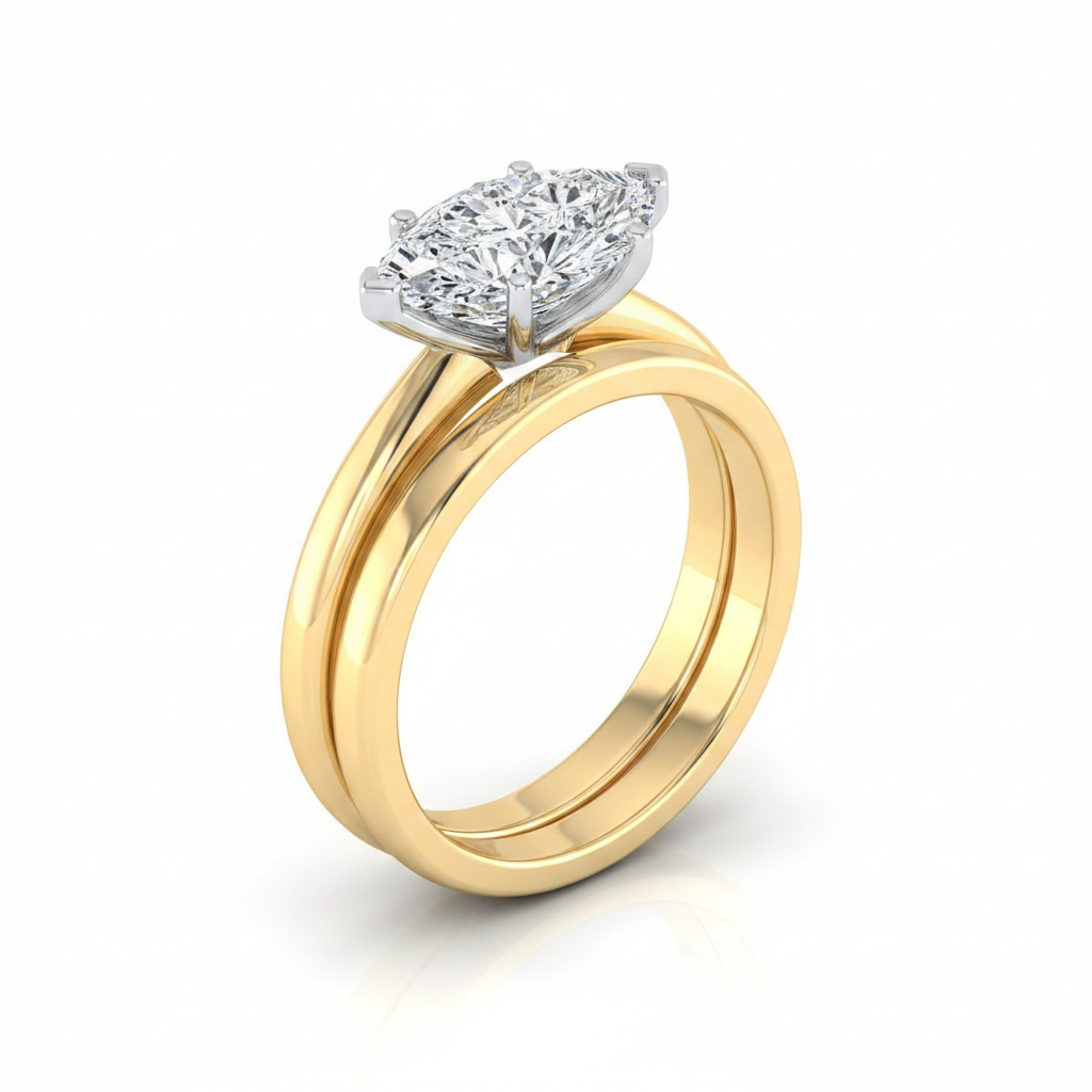 The Floria Matching Wedding Band, Marquise in 18K Yellow Gold | RockHer