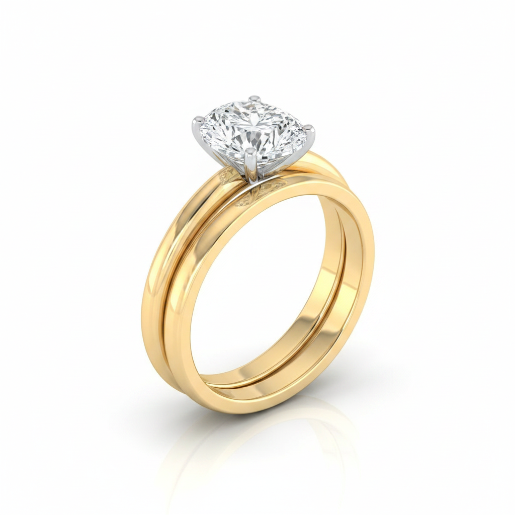 The Floria Matching Wedding Band, Oval in 18K Yellow Gold | RockHer