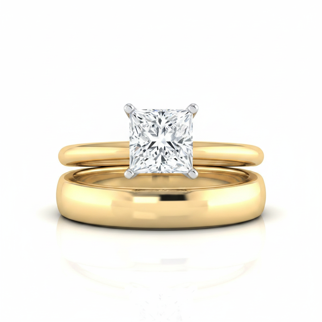 The Floria Matching Wedding Band, Princess in 18K Yellow Gold | RockHer