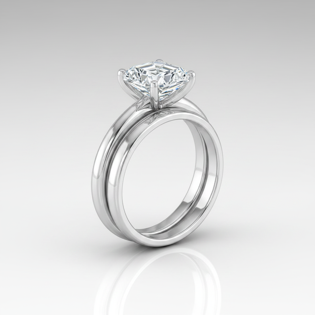 The Floria Matching Wedding Band, Asscher in Platinum | RockHer