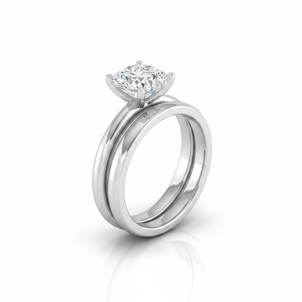 The Floria Matching Wedding Band, Cushion in Platinum | RockHer