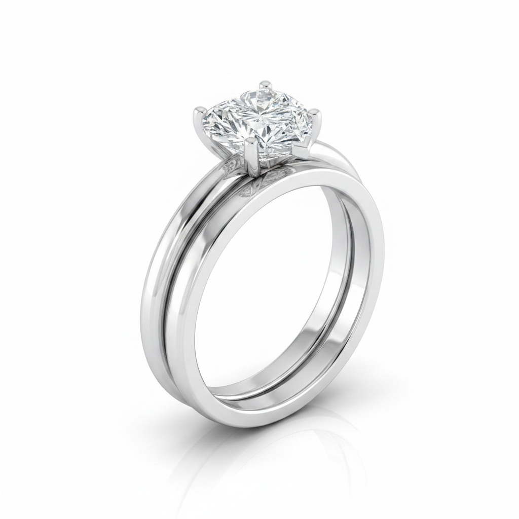 The Floria Matching Wedding Band, Heart in Platinum | RockHer