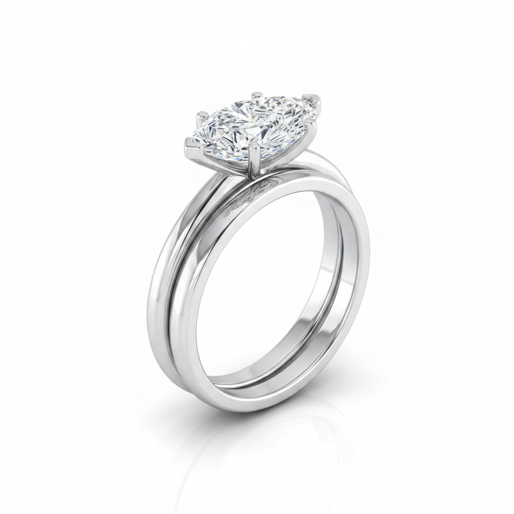 The Floria Matching Wedding Band, Marquise in Platinum | RockHer