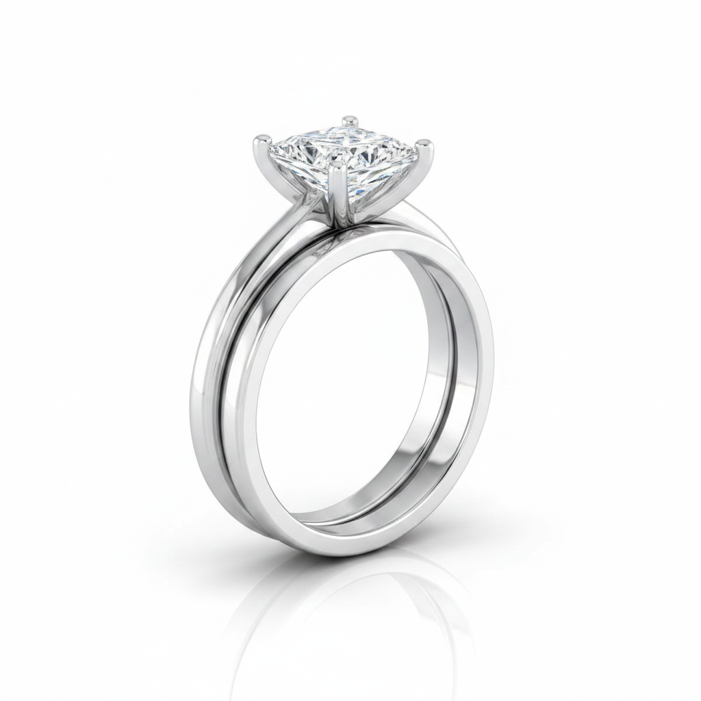 The Floria Matching Wedding Band, Princess in Platinum | RockHer
