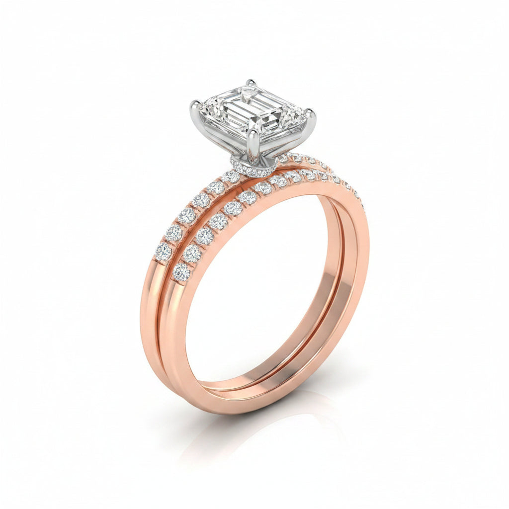The Cherie Matching Wedding Band, Emerald in 14K Rose Gold | RockHer