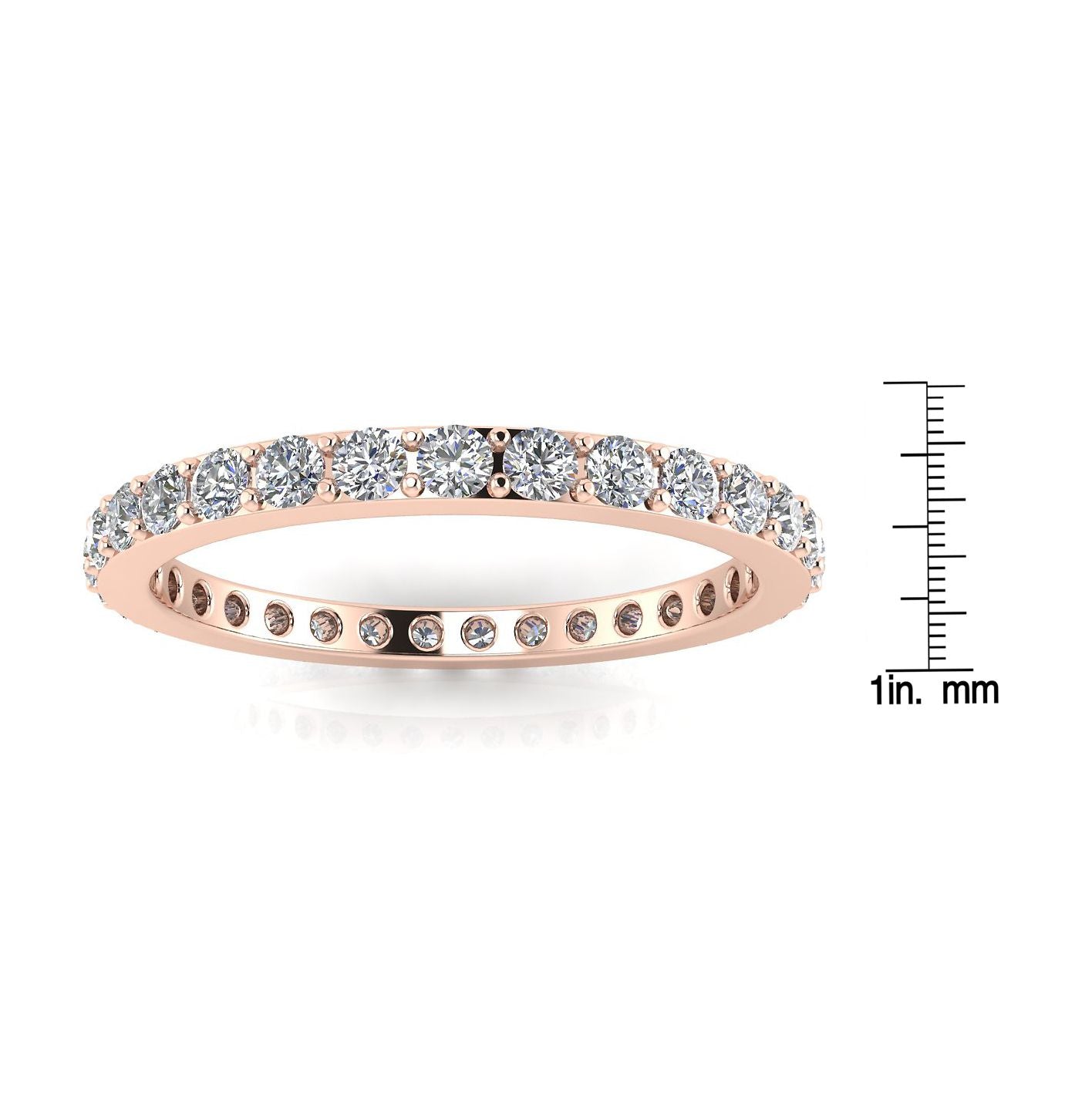 Round Brilliant Cut Diamond Pave Set Eternity Ring In 14k Rose Gold (1.43ct. Tw.) Ring Size 6