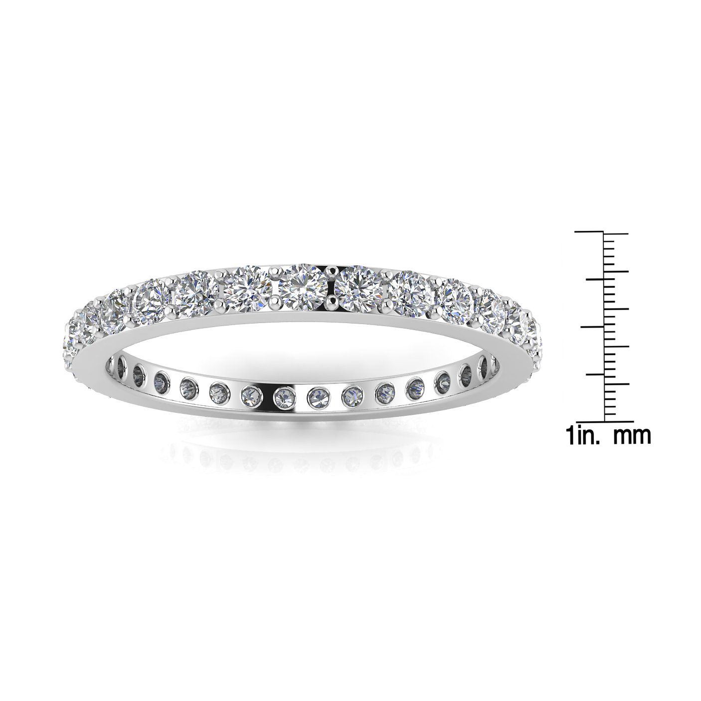Round Brilliant Cut Diamond Pave Set Eternity Ring In 14k White Gold (0.43ct. Tw.) Ring Size 5