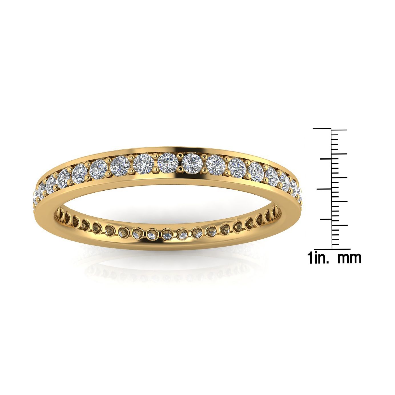 Round Brilliant Cut Diamond Channel Pave Set Eternity Ring In 14k Yellow Gold (0.89ct. Tw.) Ring Size 5