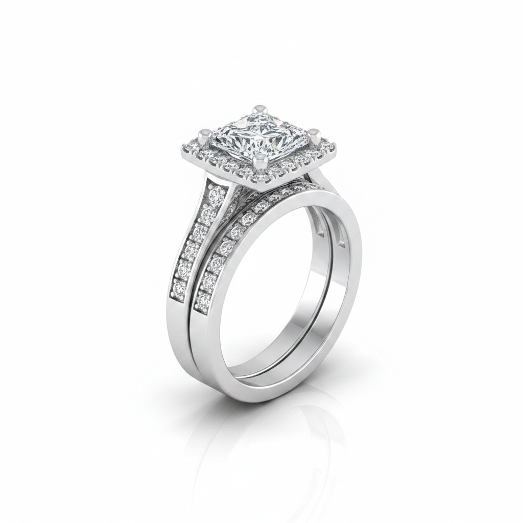 The Genesis Matching Wedding Band, Princess in Platinum