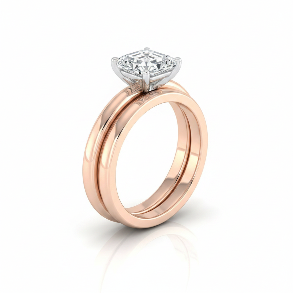 The Gilda Matching Wedding Band, Asscher in 14K Rose Gold