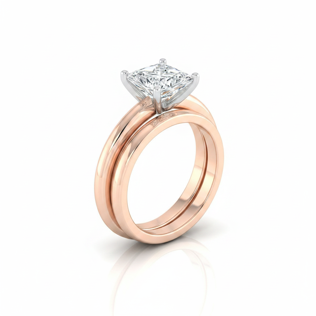 The Gilda Matching Wedding Band, Princess in 14K Rose Gold