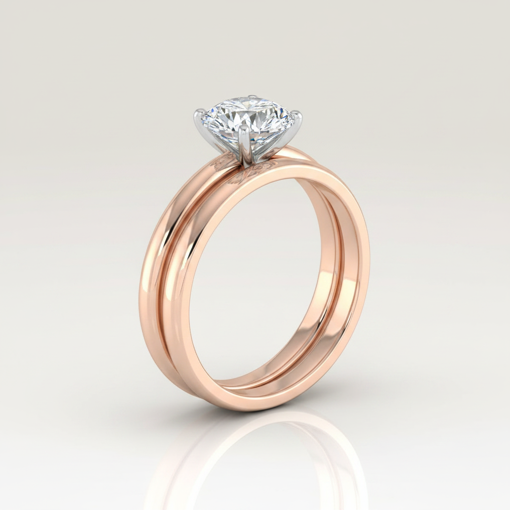 The Gilda Matching Wedding Band, Round in 14K Rose Gold