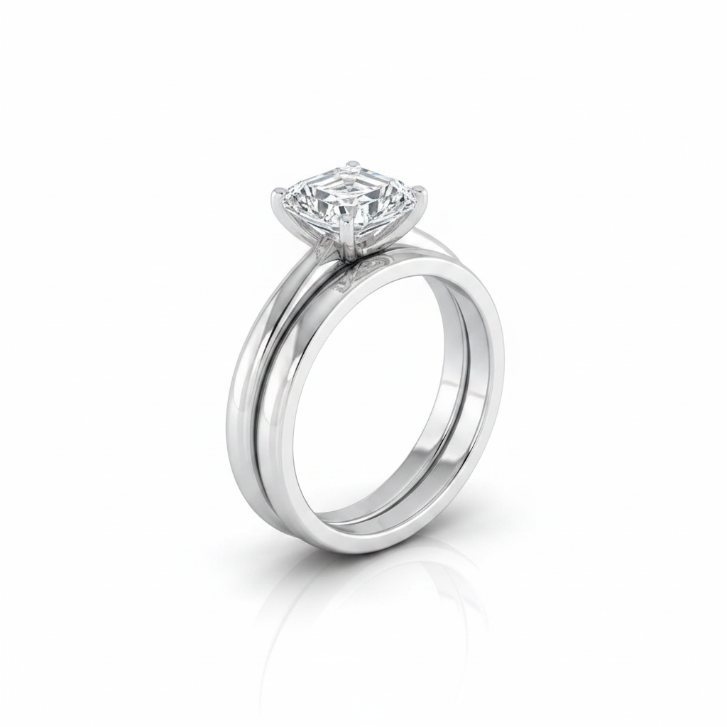The Gilda Matching Wedding Band, Asscher in 18K White Gold