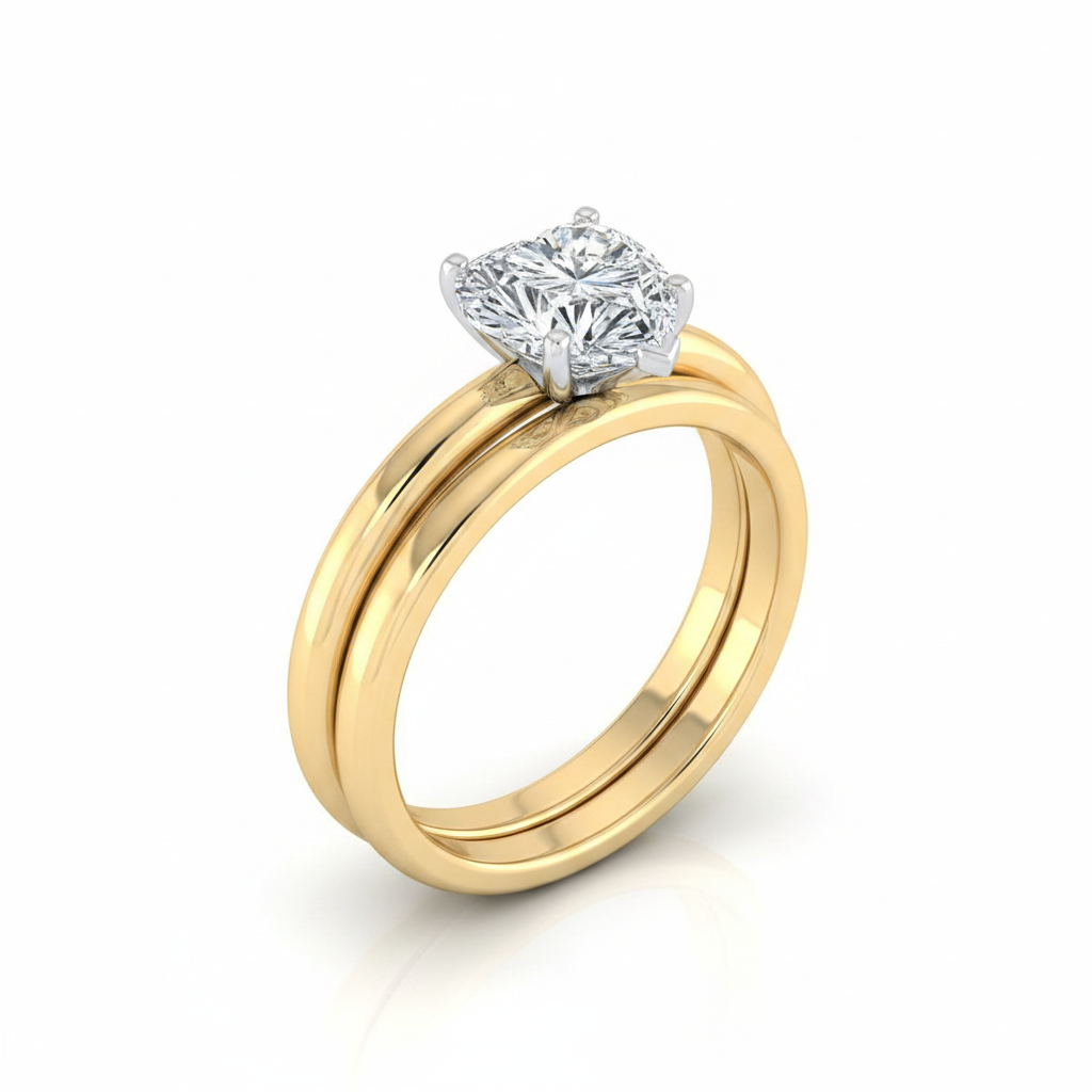 The Gilda Matching Wedding Band, Heart in 18K Yellow Gold