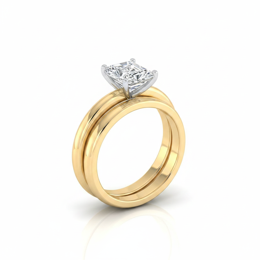 The Gilda Matching Wedding Band, Radiant in 18K Yellow Gold
