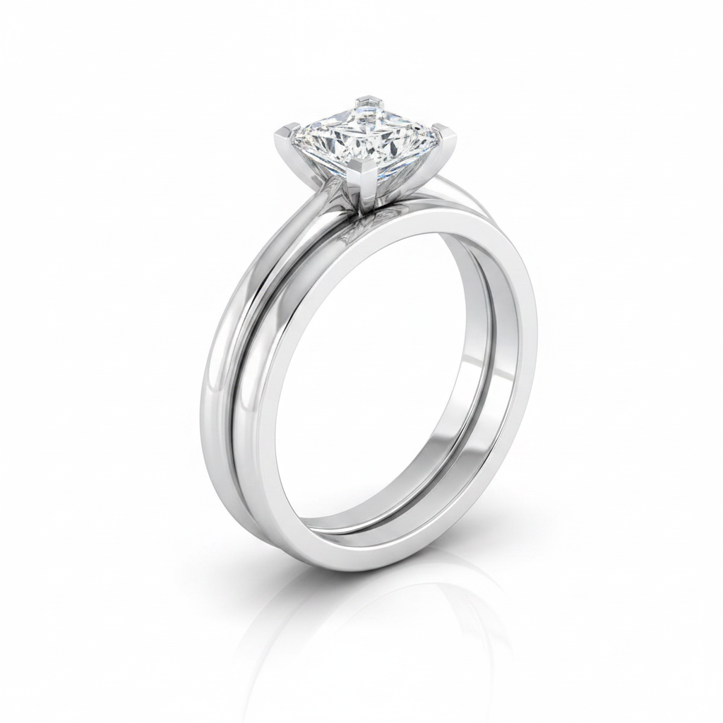 The Gilda Matching Wedding Band, Princess in Platinum