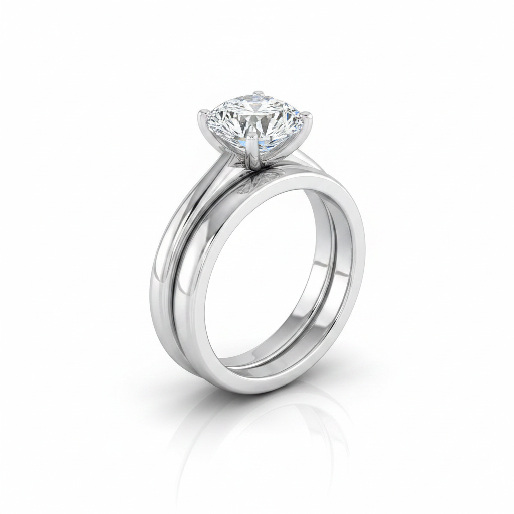 The Gilda Matching Wedding Band, Round in Platinum