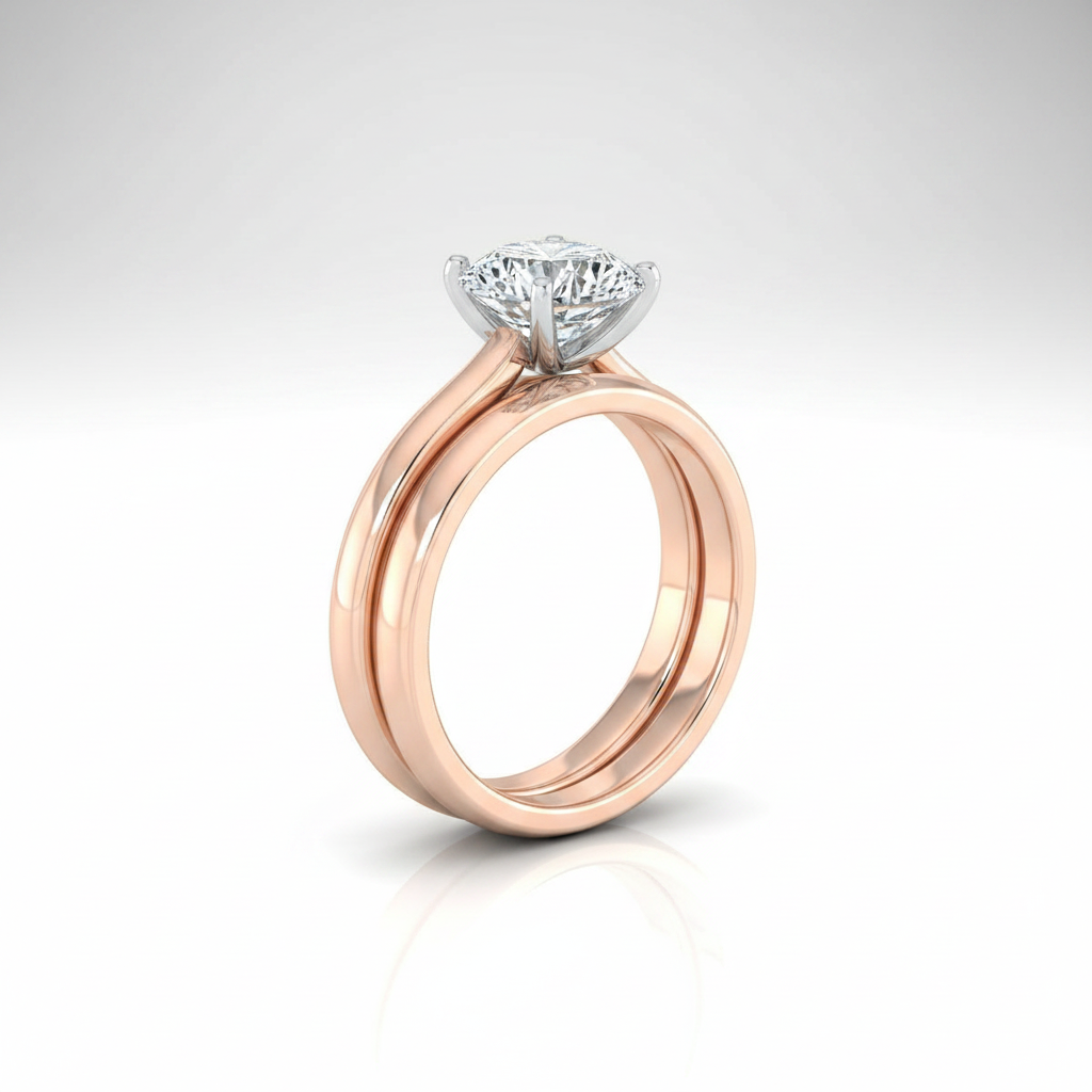 The Giovanna Matching Wedding Band, Round in 14K Rose Gold | RockHer