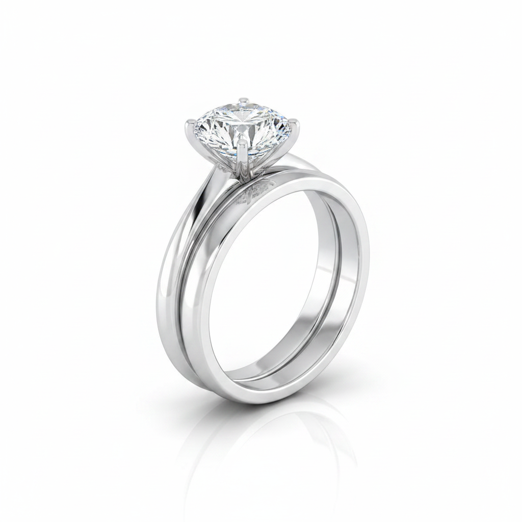 The Giovanna Matching Wedding Band, Round in 18K White Gold | RockHer