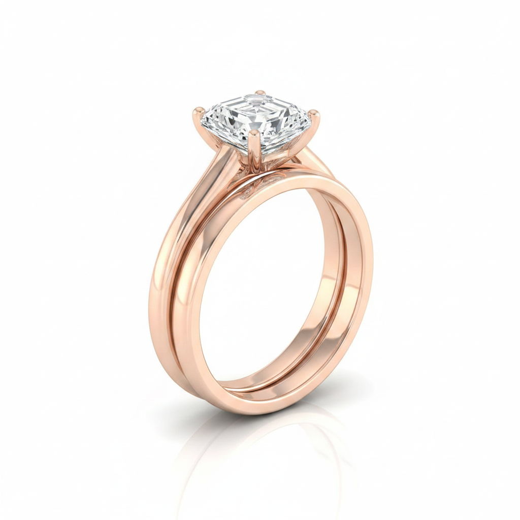 The Gladys Matching Wedding Band, Asscher in 14K Rose Gold | RockHer