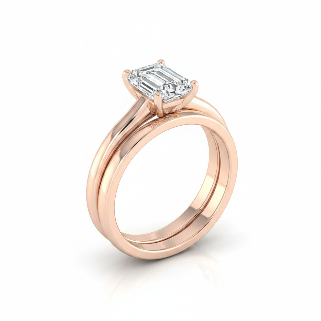 The Gladys Matching Wedding Band, Emerald in 14K Rose Gold | RockHer