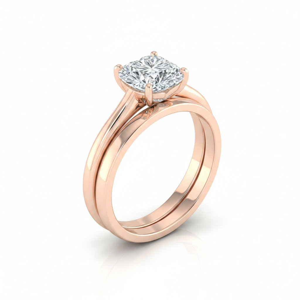 The Gladys Matching Wedding Band, Heart in 14K Rose Gold | RockHer