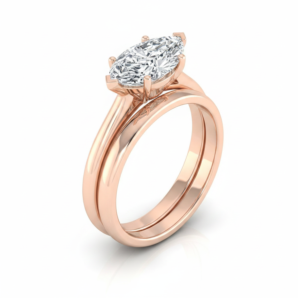 The Gladys Matching Wedding Band, Marquise in 14K Rose Gold | RockHer