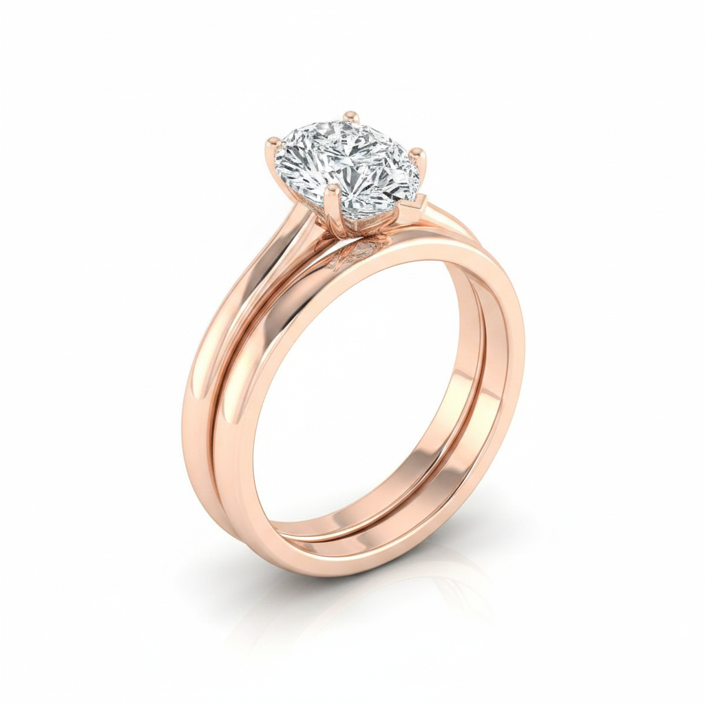 The Gladys Matching Wedding Band, Pear in 14K Rose Gold | RockHer