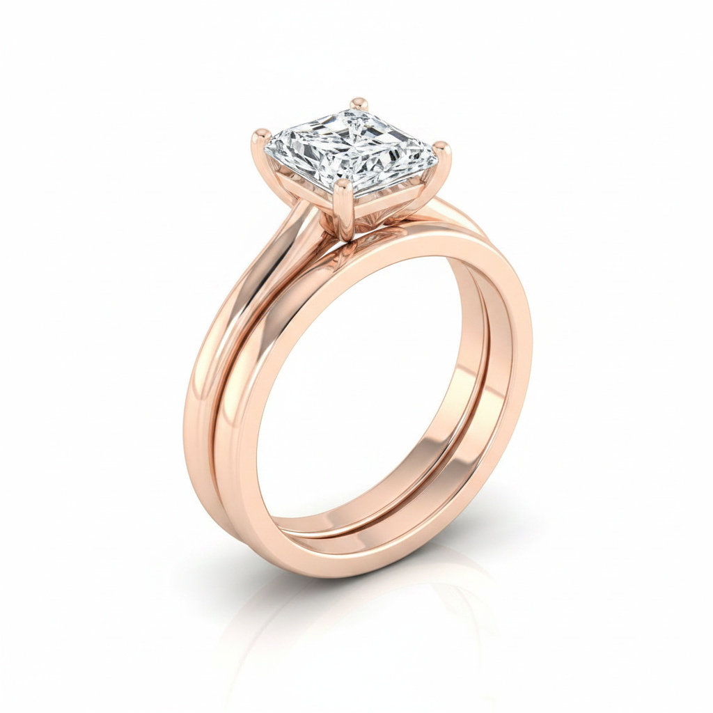 The Gladys Matching Wedding Band, Radiant in 14K Rose Gold | RockHer
