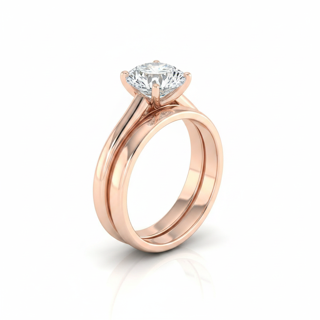 The Gladys Matching Wedding Band, Round in 14K Rose Gold | RockHer