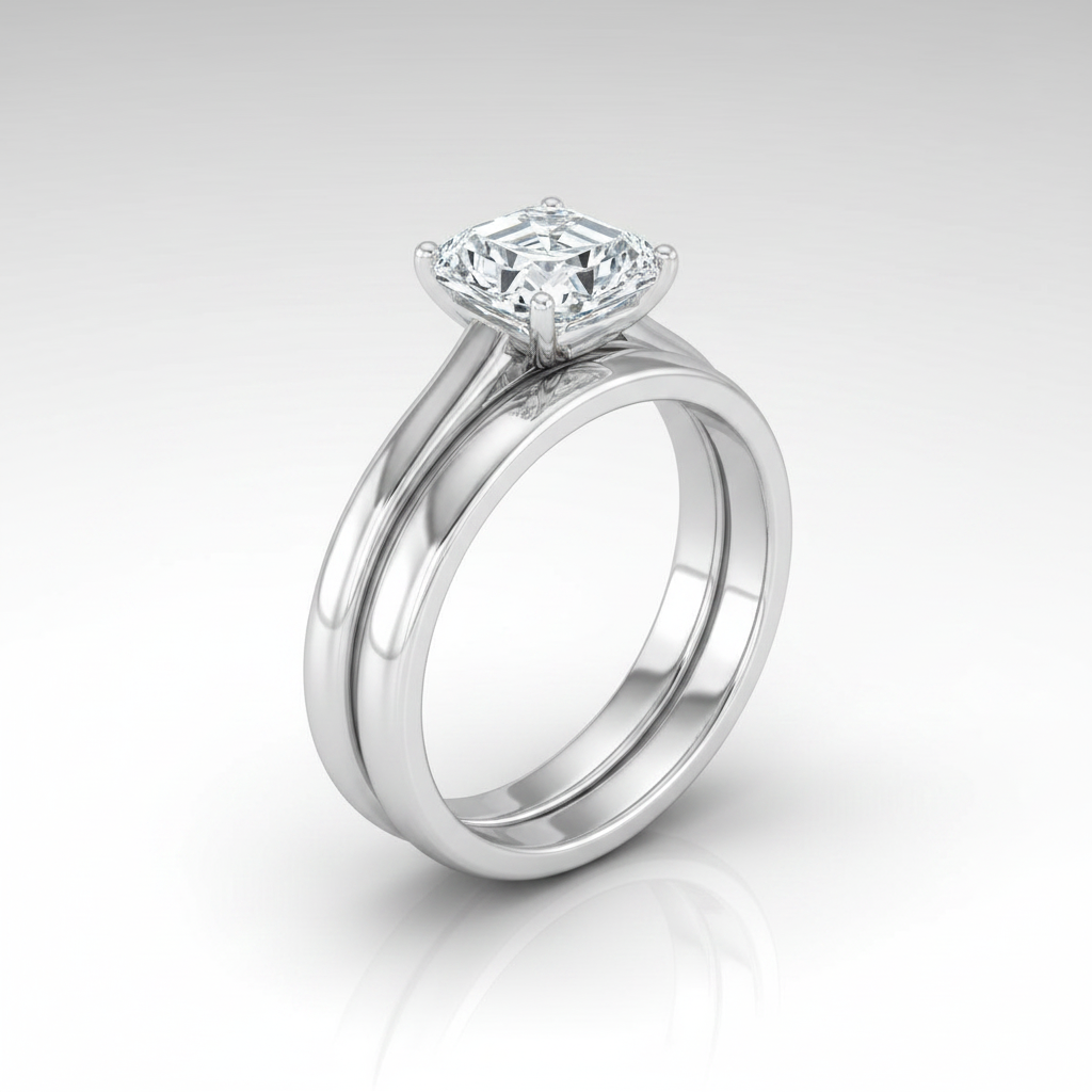 The Gladys Matching Wedding Band, Asscher in 18K White Gold | RockHer