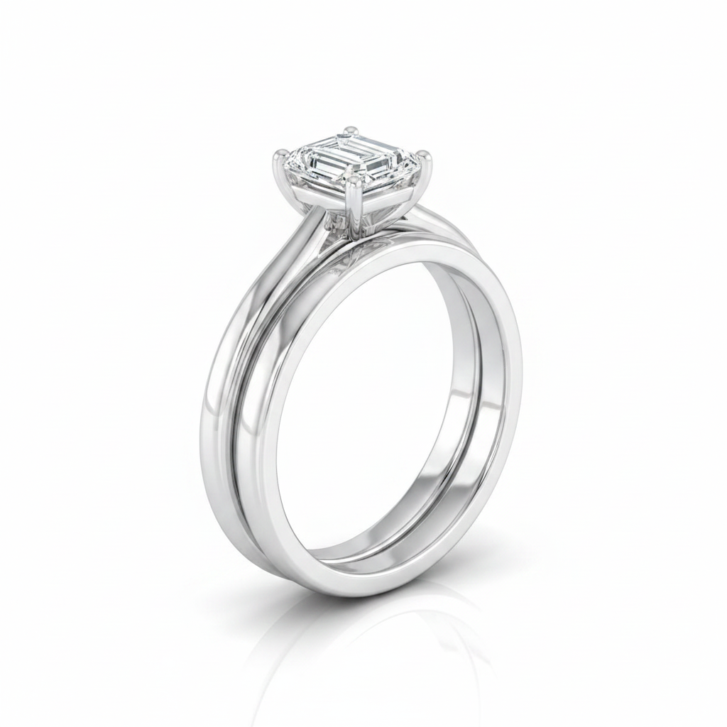 The Gladys Matching Wedding Band, Emerald in 18K White Gold | RockHer