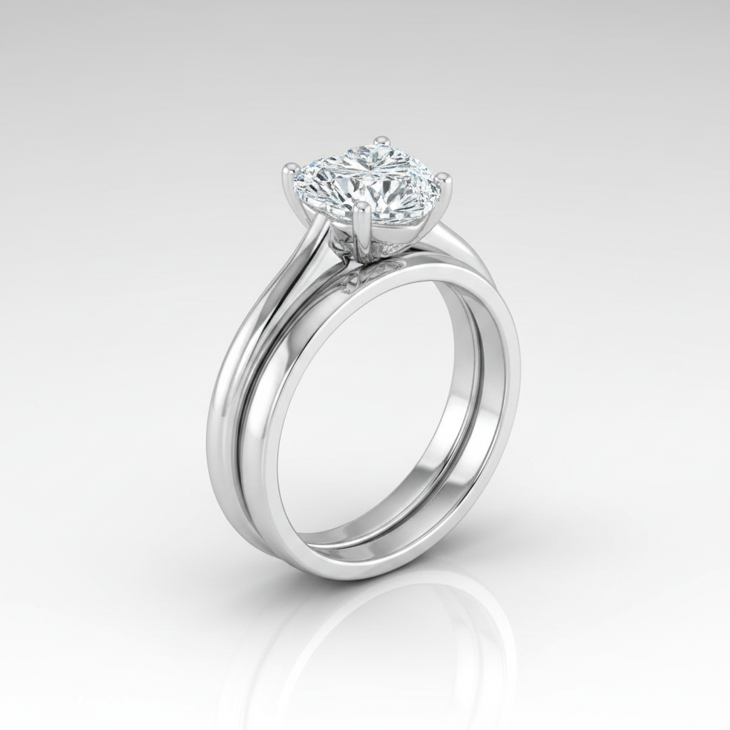 The Gladys Matching Wedding Band, Heart in 18K White Gold | RockHer