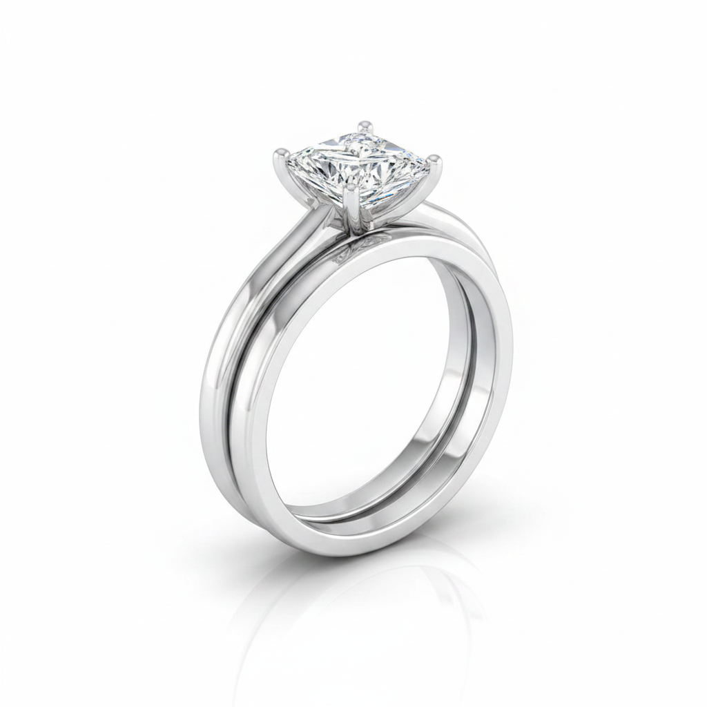 The Gladys Matching Wedding Band, Princess in 18K White Gold | RockHer