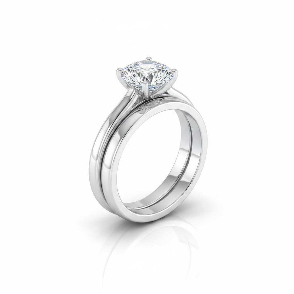 The Gladys Matching Wedding Band, Round in 18K White Gold | RockHer