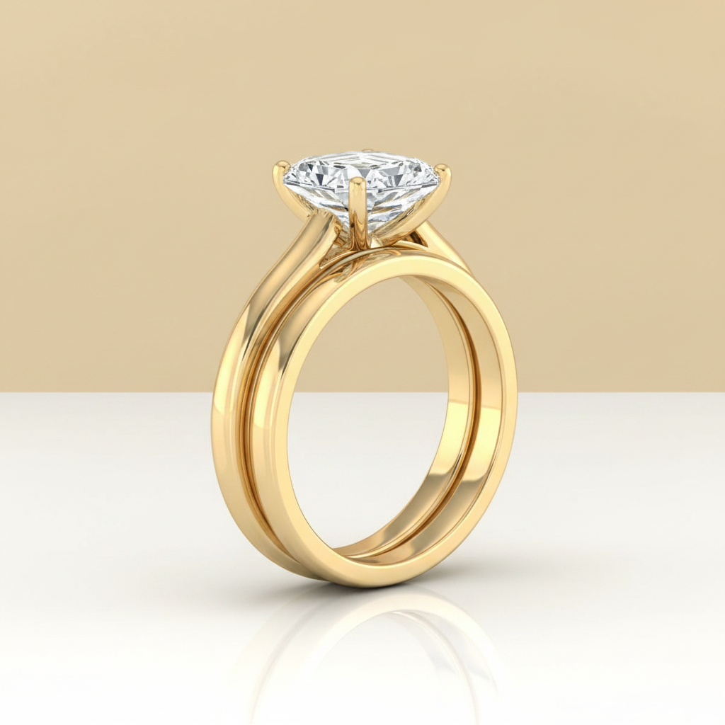 The Gladys Matching Wedding Band, Asscher in 18K Yellow Gold | RockHer