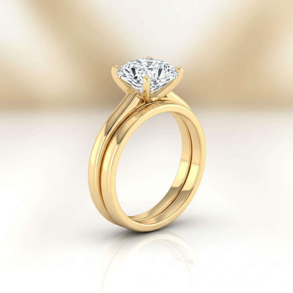 The Gladys Matching Wedding Band, Cushion in 18K Yellow Gold | RockHer