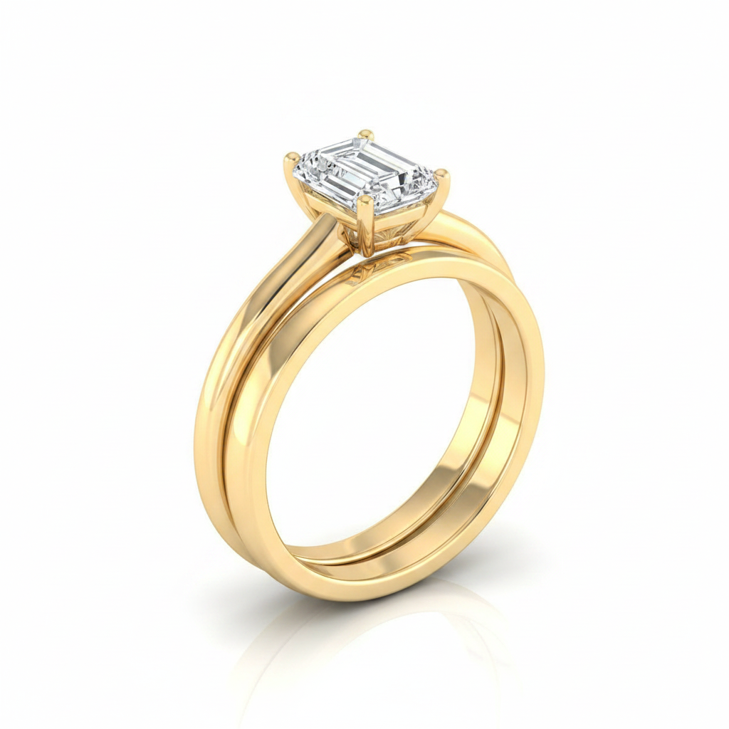 The Gladys Matching Wedding Band, Emerald in 18K Yellow Gold | RockHer
