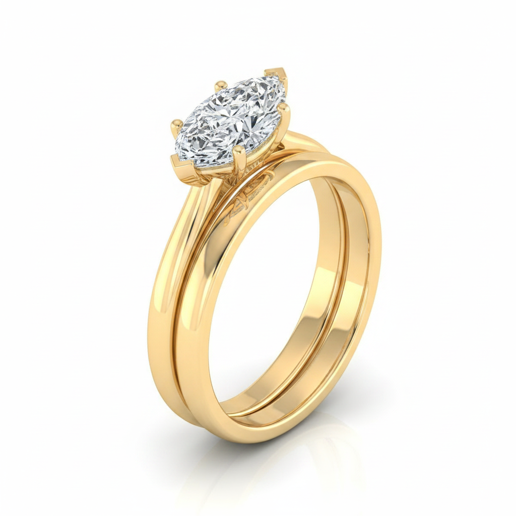 The Gladys Matching Wedding Band, Marquise in 18K Yellow Gold | RockHer